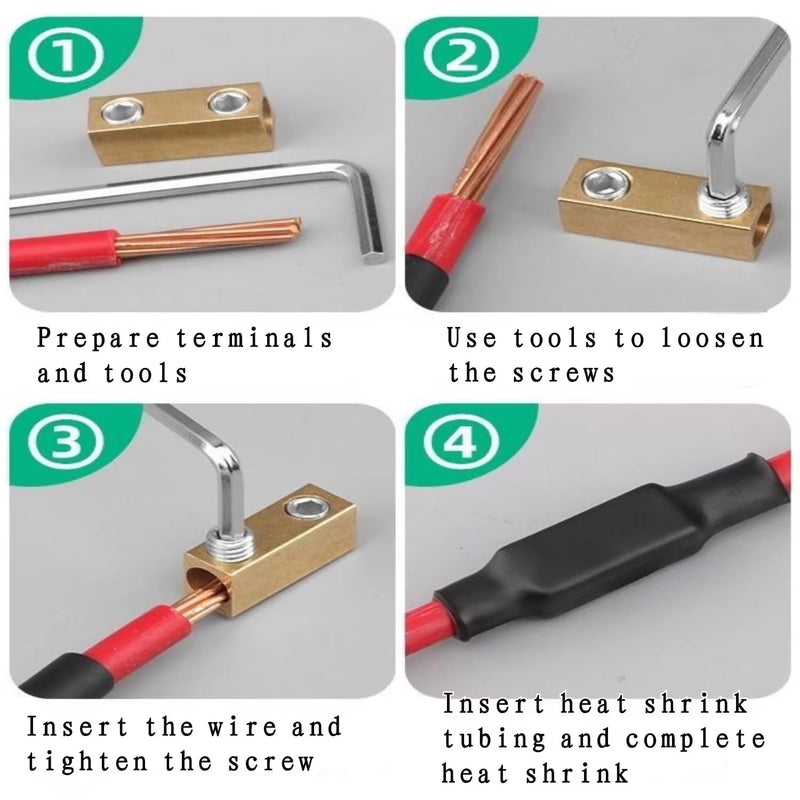 10Pcs 6 AWG Gauge Wire Connector Nut Kit, 80 Amp Splicing Quick Wiring Connection Terminal, Circuit Wire Connector with Screws and Heat Shrink Tubes Round-80A