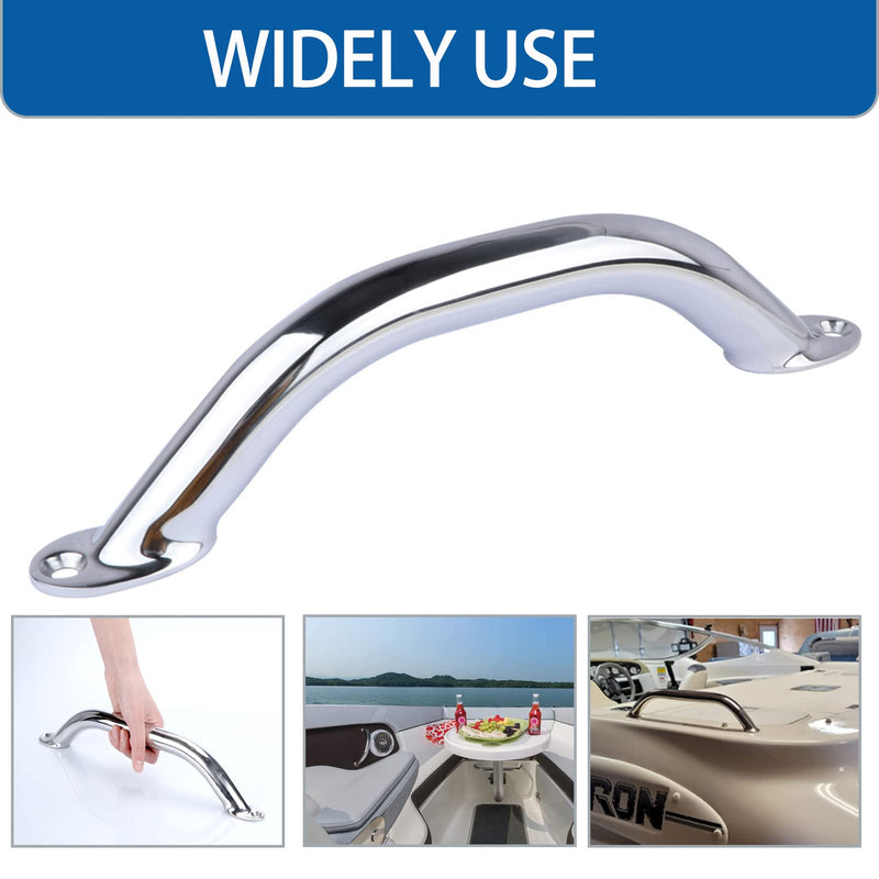 2PCS Stainless Steel Grab Handrail, Heavy Duty Polished 9 inch Grab Bar for Boat, Bathroom, Kitchen Stairway Anti-Slip Support Handle