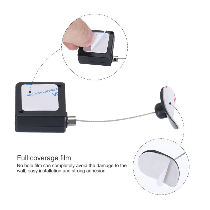 MECCANIXITY Retractable Cable Lock with Double-Sided Adhesive Remote Control Security Lock Arc Terminal for TV, DVD,Showroom,Remote,600g 2Set Black