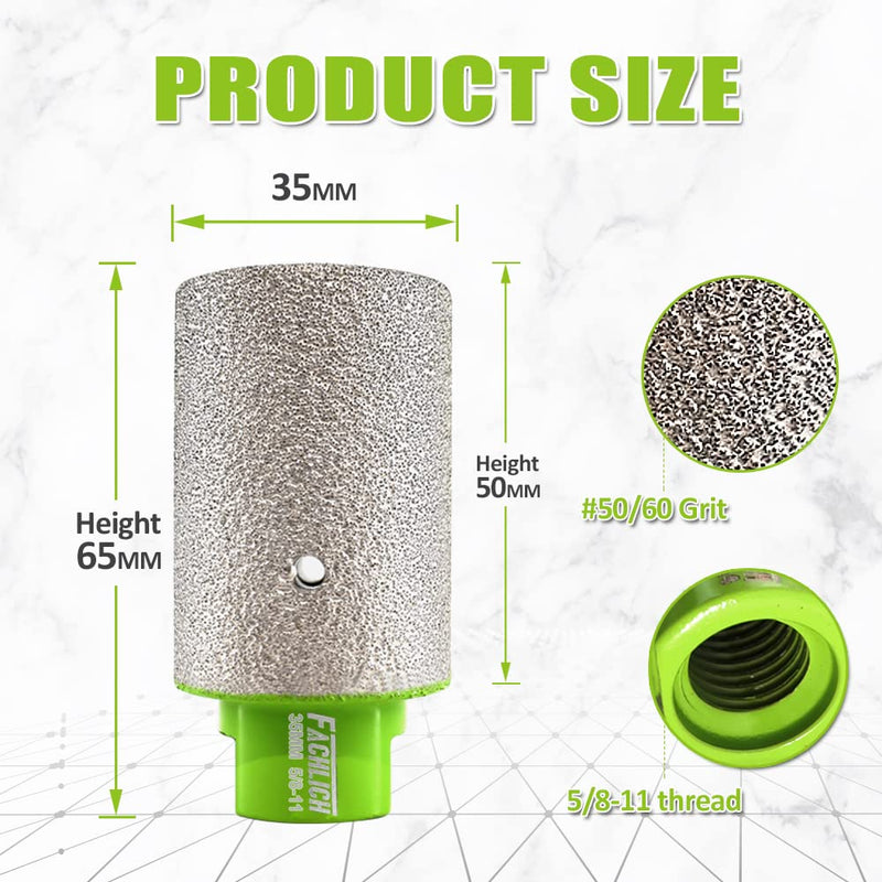 Diamond Finger Bit 1-3/8" Granite Milling Bit 35mm for Enlarging and Shaping or Round Bevel Existing Holes in Porcelain Hard Ceramic Granite and Marble