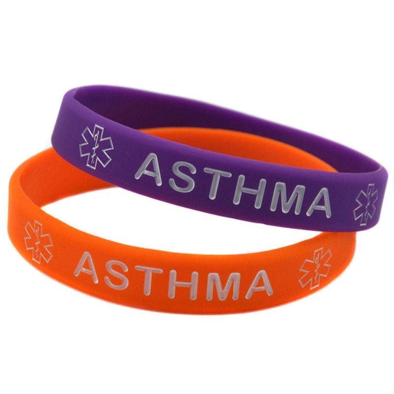Lyndong 5 Pack Asthma Silicone Medical Alert Emergency Bracelet Wristbands