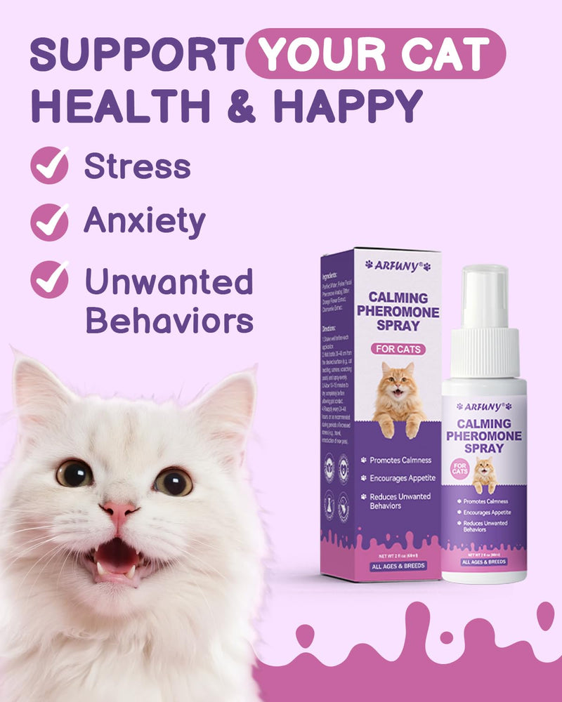 Hairball Treatment for Cats - Cat Hairball Remedy - with Natural Ingredients & Vitamins, Cat Calming Spray - Reduce Scratching, Fighting, Peeing, Marking