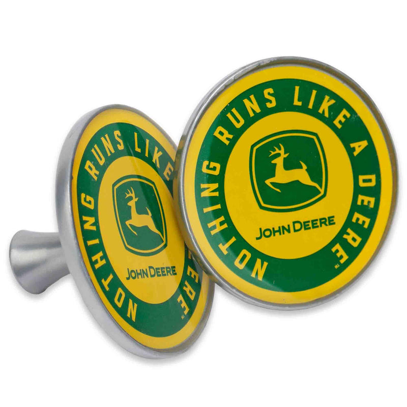 Open Road Brands John Deere Runs Like a Deere Acrylic Knobs - Functional John Deere Knobs for Dresser or Cabinet - Pack of 2 Yellow