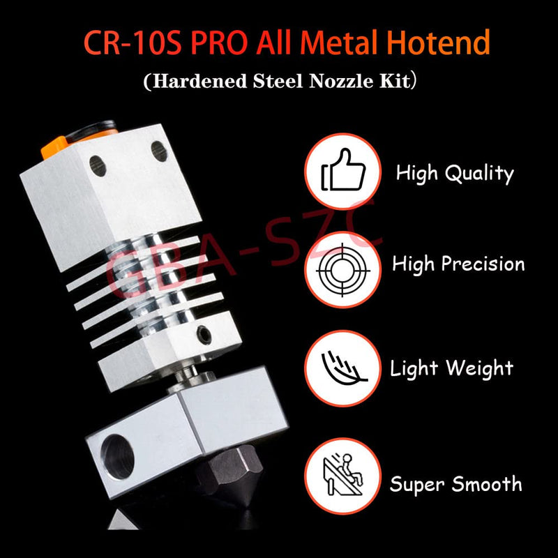 CR-10s PRO All Metal Hotend,Precision Hotend Upgrade Kit,Hardened Steel Nozzle Kit,for CR-10s PRO,CR-10s Pro V2 CR-10 Max,Ender 3 Neo, Ender 3 V2 Neo.(Type2) Hardened Steel Nozzle Kit