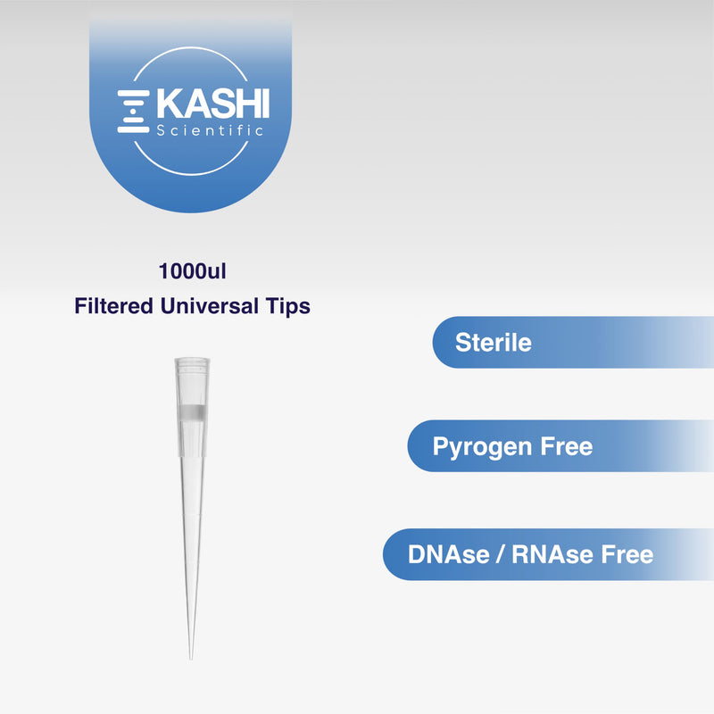 Kashi Scientific 1000uL Universal Filter Pipette Tips, 1ml Sterile Bulk Clear Pipet Tips with Graduation, Low Binding, DNase RNase Free [1000ul Filter, 500pcs] 1000uL, 500pcs