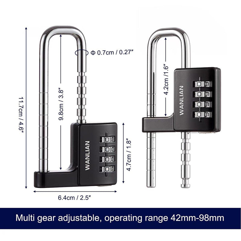 Combination Lock,4 Digit Combination Lock 3/8Inch Long Shackle Outdoor Waterproof Padlock for School Locker, Gym Locker, Hasp Storage, Fence, Gate, Cooler, Case (Black, 1 Pack) Black