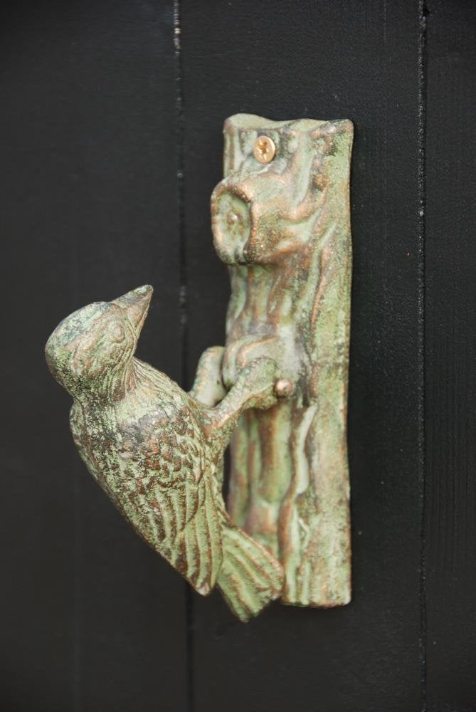 Esschert Design Door Knocker - Woodpecker Green Patina
