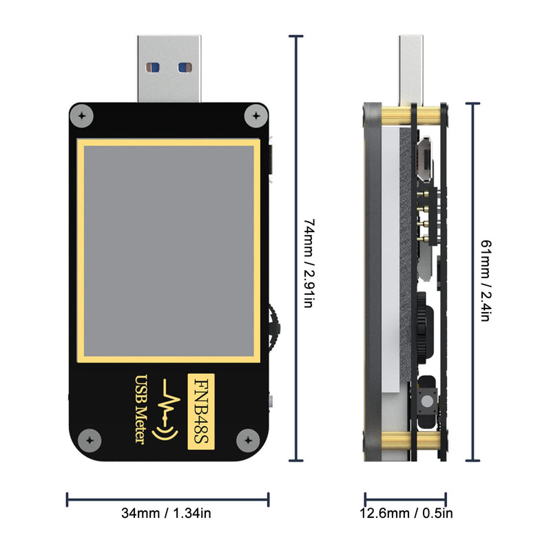 USB Power Meter, USB Tester 4-24V 0-6.5A USB Voltmeter Ammeter with Screen Flip Function Monitoring, High Precision Multifunctional USB Multimeter Voltage and Current Tester(FNB48)