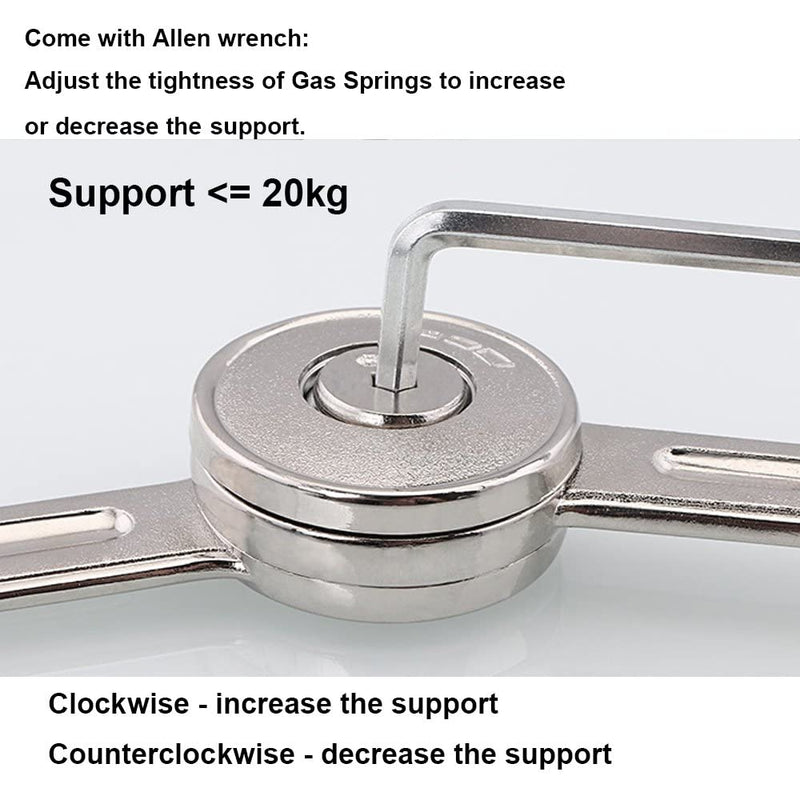 2 Packs [Upgraded] Qrity Cabinet Cupborad Furniture Door Lift Stay Support Hinge Damper - Support Up to 20KG - Opening Angle 75°/90°/110° - Come with Hex Key 2 Pieces