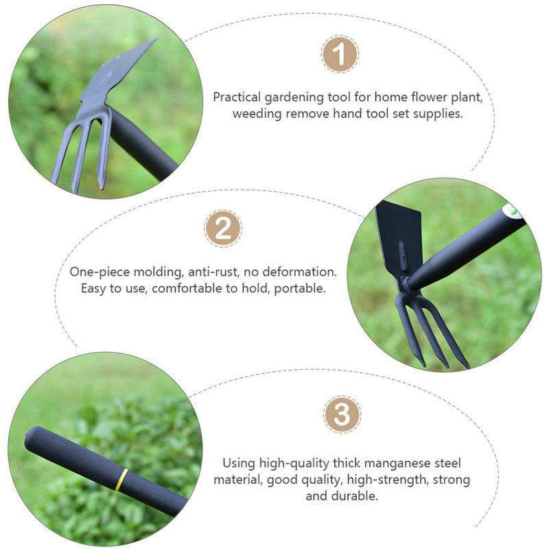 Yardwe Hoe and Cultivator, Garden Rake Hand Tiller Tool Heavy Duty Cultivator Hoe for loosening Soil Weeding Digging Flower Planting Garden Farming Agriculture Tool