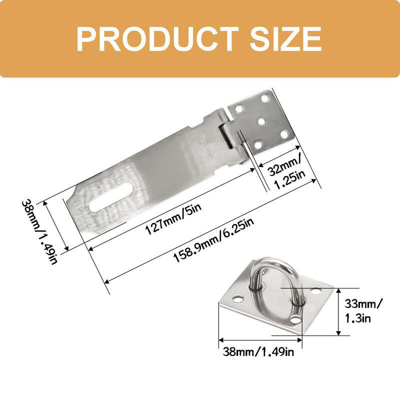 3 Pack Door Lock Latch, 3 Inch Hasp Latch Stainless Steel Safety Padlock Latch, Extra Thick Gate Lock with 30PCS Screws DD030-3