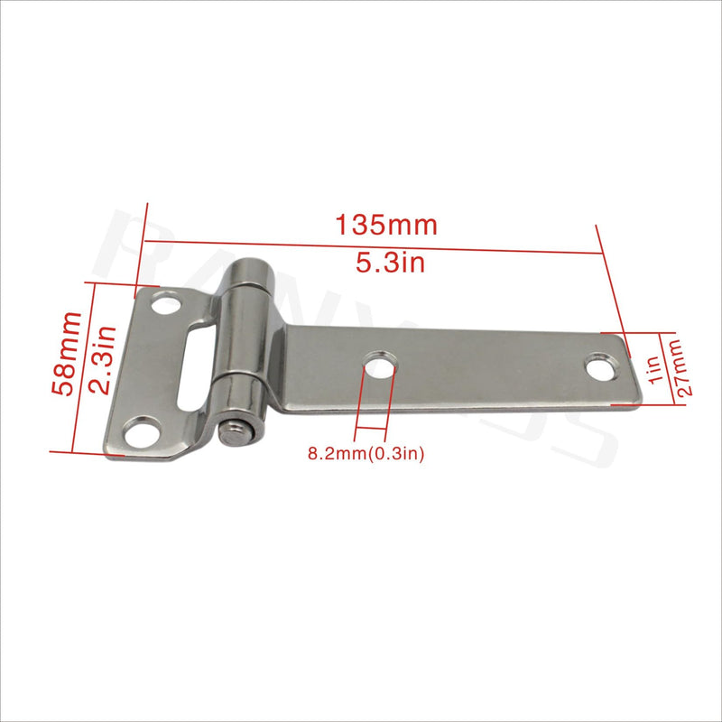 Stainless Steel 304 T-Shape Door Hatch Hinge L 5.3 in（135mm） for Container Vans Caravans Polish Marine Boat Hardware Counter Back Flap Hinges 2PCS