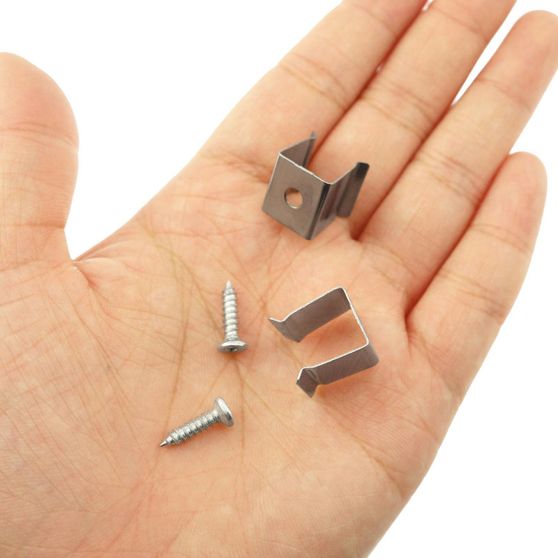 60PCS Stainless Steel Light Strip Fixing Clips with Screws LED Light Strip Mounting Bracket Line Lights Rope Lights Cabinet Lights Fixing Clamps for Residential Garden Path Stores Offices