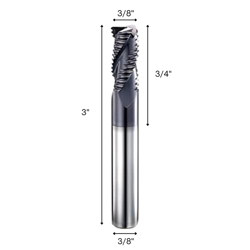 ACCUCUT I3KER 3/8” Carbide Roughing Square End Mill - 3 Flute Milling Bit for Steel, Forge Steel, Hardened Steel, Copper, Alloys & Materials < HRC 50-35 Degree Helix, AlTiN Coating CNC Router Bit