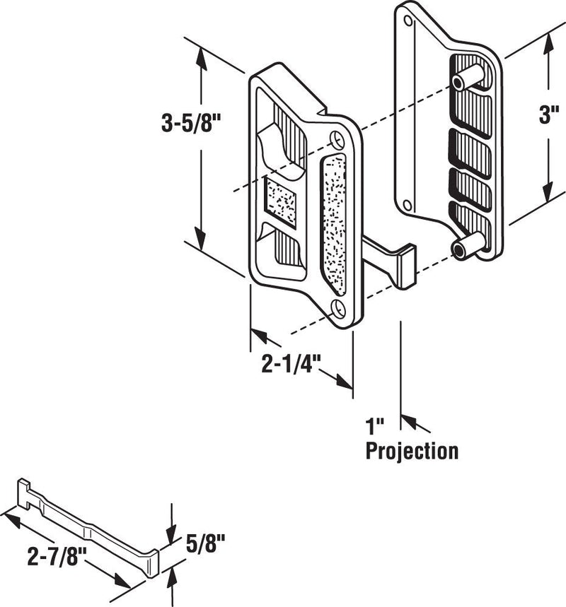 Prime-Line A 201 Black Plastic, Long Latch Sliding Screen Door Handle (Single Pack) 1 Pack