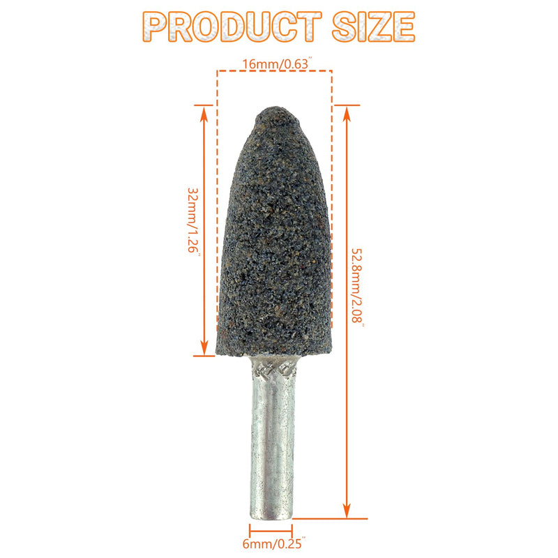 16 mm Cone Shape Grinding Stone，1/4" Shank Aluminum Oxide Mounted Grinding Stones, Aluminum Oxide Grinding Point for for Grinding, Polishing，Deburring Ferrous Metals(8 Pcs) 16mm Z
