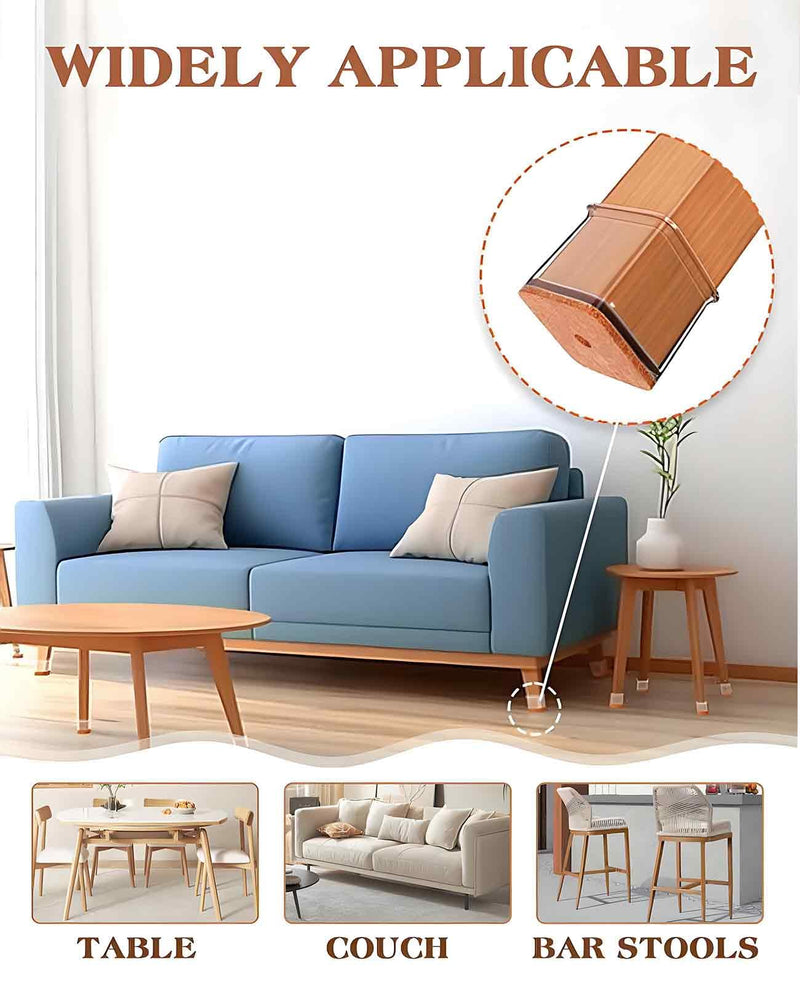 40PCS Square Chair Leg Protectors for Hardwood Floors Fit 1-1.5", Rectangle Silicone Foot Caps Covers