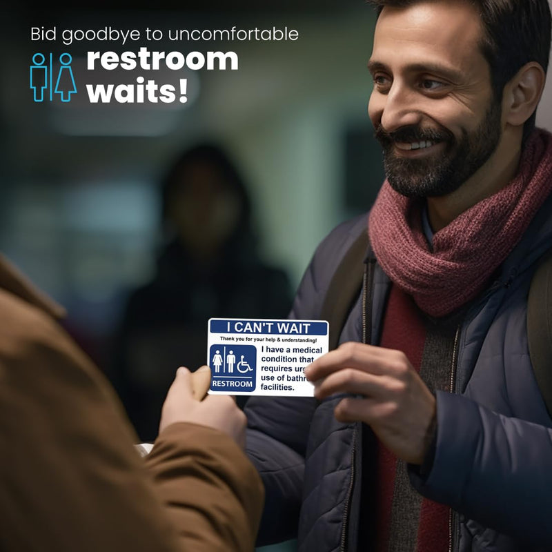 I Can't Wait Bathroom Card IBS IBD Crohn's Colitis Irritable Bowels Restroom Bathroom Emergency Medical Card Restroom Access Card Toilet Access Card OAB