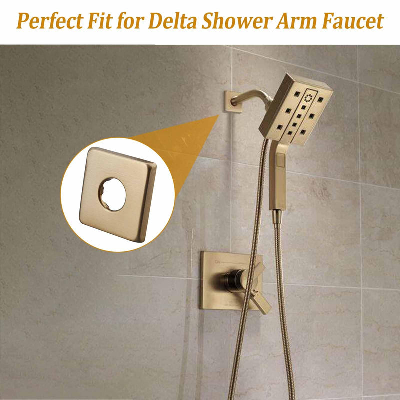 Shower Faucet Flange RP51034CZ for Delta Shower Arm,Champagne Bronze Square Flange for Delta Tub Faucet and Shower Arm