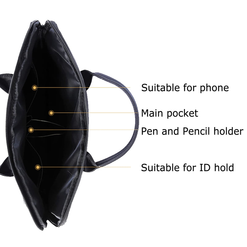enyuwlcm Waterproof Oxford Handle Document Bag Briefcase for Men File Tote Bag for Carrying Paper Files Black