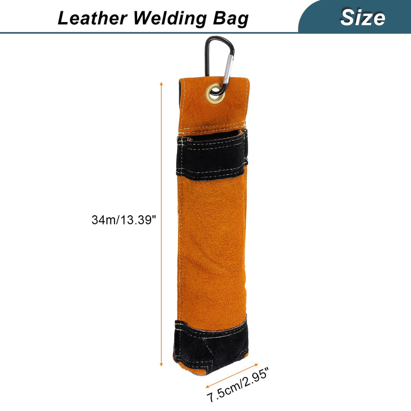 HARFINGTON Welding Rod Holder Thickened Leather Pouch 9x35cm with Clip Waist Bag for Welding Rod Storage, Toolkit, Arc Welding Rods, Brown