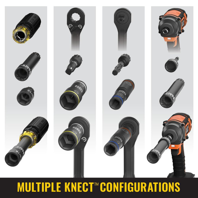 Klein Tools 32500HDRT KNECT Ratcheting Screwdriver, Multi-Bit Screwdriver / Nut Driver, Impact Rated 11-in-1 Tool with Phillips, Slotted, Square and Torx Tips Ratcheting Handle