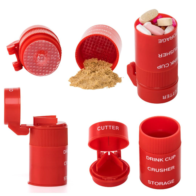 Pill Crusher Cutter and Grinder Cut and Crush Combo with Drinking Cup, Storage, by easycare