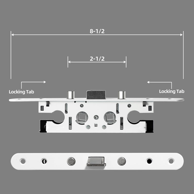2 Point Bolt Mortise Lock Body Fit Pella Storm Doors, White