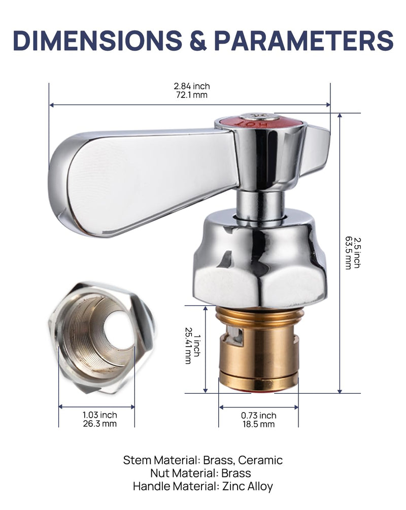 Lead-Free Brass Faucet Cartridge Valve Stems & Handles Assembly Kit, Hot and cold