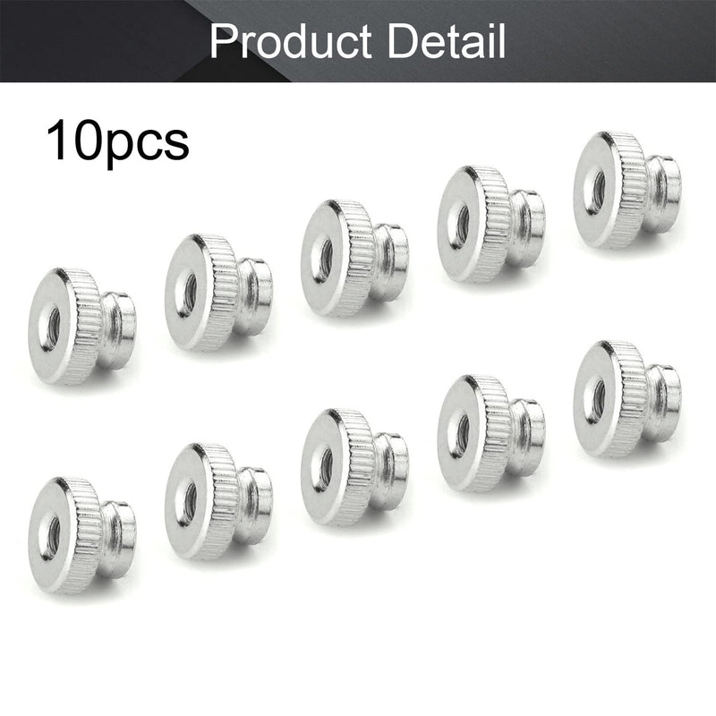 MroMax Knurled Thumb Nuts 10Pcs M4 Iron Round Hand Grip Knobs Female Threaded Knurled Nuts for 3D Printer Parts Nickel Plated Silver 10