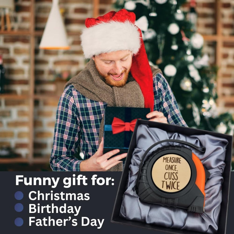 Fathers Day Useful Presents, Funny Birthday for Men, Funny Gag Gifts for Men, Handyman Presents for Dad, Cool Birthday Gift Dad, Funny Gifts for Christmas, Measure Once Cuss Twice Tape Measure