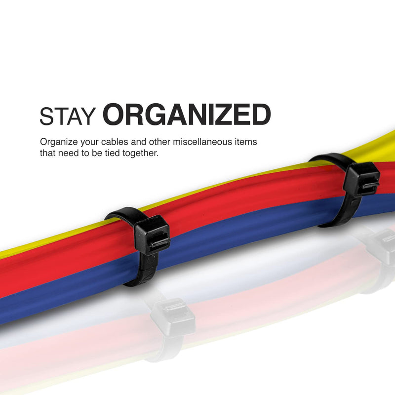 TR Industrial Multi-Purpose UV Resistant Black Cable Ties, 12 inches, 100 Pack 12"