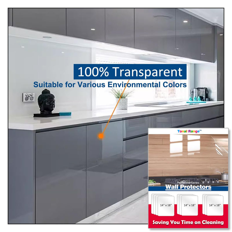 Clear Wall Protector Contact Paper, Kitchen Wall Stickers, Wall Protector Sheet for Trash Cans, Chair Bumpers, Carpet, Stove Backsplashes and Behind Stove -(20 Sheets) 20 -Sheets
