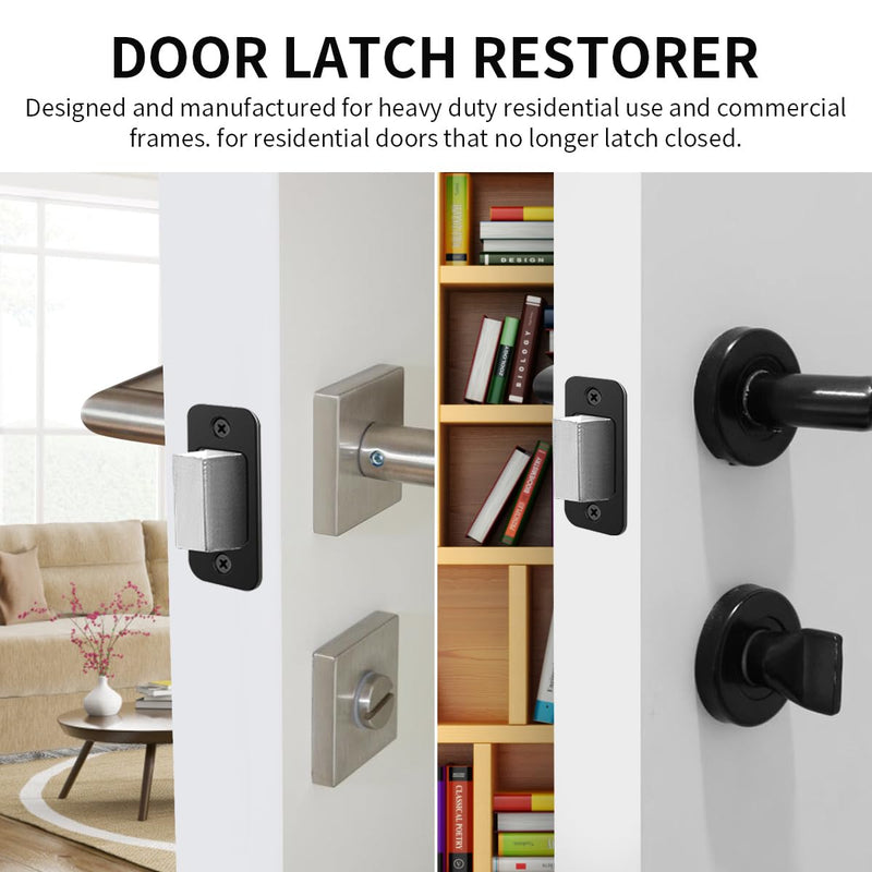 2 Pack Deadbolt Strike Plate Door Backplate, 1" x 2 1/4" Round Corner Deadbolt Strike Plate, Door Strike Plate (Matte Black)