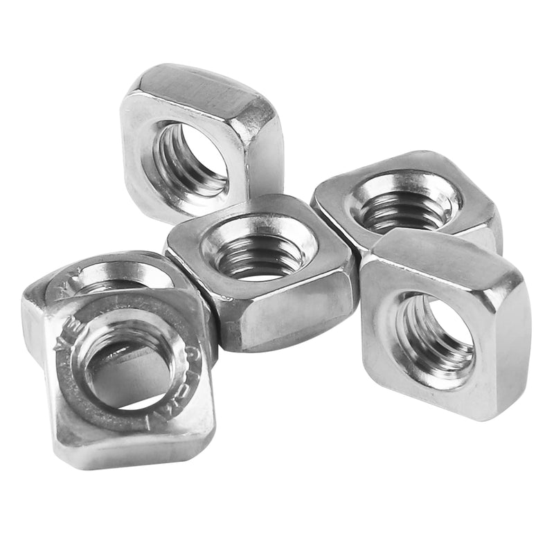 Pack of 100 M6 Square Nuts, 304 Stainless Steel Metric Coarse Thread Assortment Kit