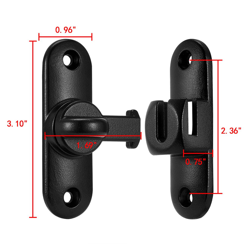 Matte Black Barn Door Latches,90/180 Degree Gate Lock,Zinc Alloy Right Angle Door Lock Latch,Flip Gate Latches Hardware,Door Security Door Latch Lock fo Cabinets,Bathroom,Barn Door Matte Black 1