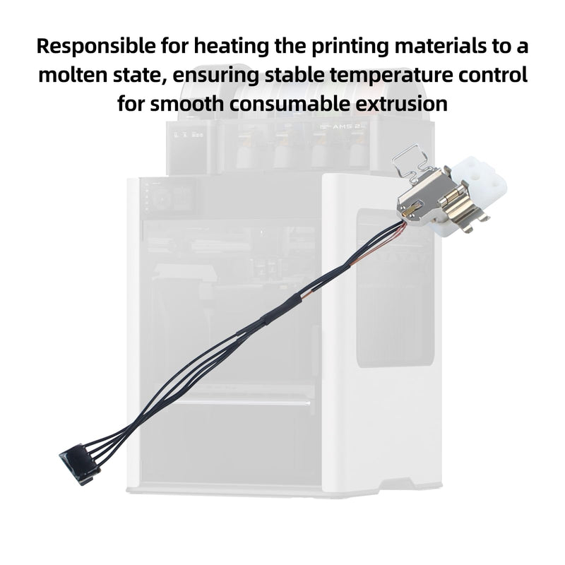 Right Hotend Heating Assembly for BambuLab H2D 3D Printer Accessories: Quick-Change Replacement with Ceramic Heater Thermistor and Mounting Base Clip