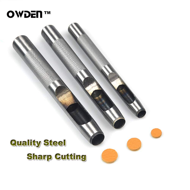 OWDEN 6 Pieces Hollow Hole Punch Set (1/8" - 5/16"),Leather Punch Tools, with A Free Cutting MAT 1