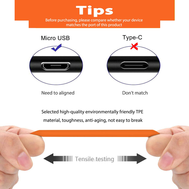 Fast Charger Charging Cable Power Cord Wire Compatible for Ring Enabled Video Doorbell (Released in 2020) 2/3/3 Plus/ 4, Peephole Cam, Doorbell Pro, Camera Battery Replacement charger (Orange) - NewNest Australia