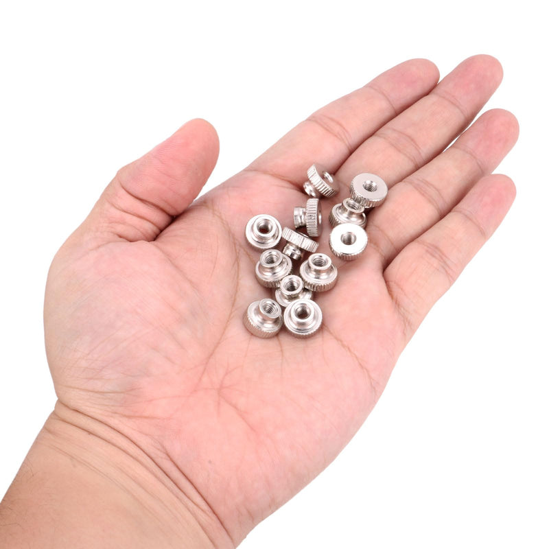 uxcell Knurled Thumb Nut, 25Pcs M4x0.7mm Iron Round Knobs Fasteners for 3D Printer Parts, Silver Tone M4 25