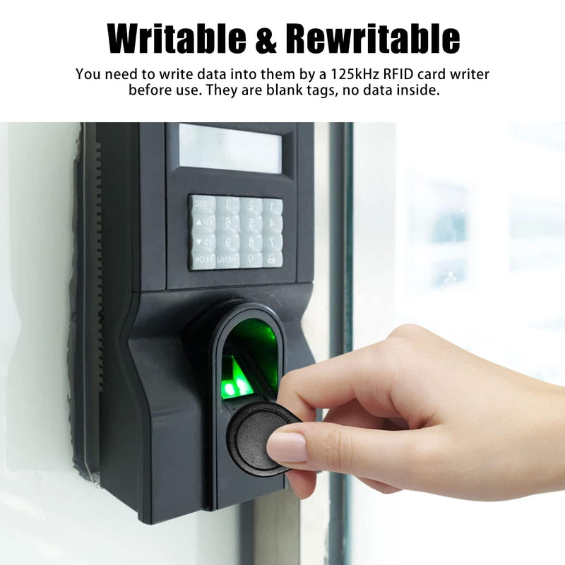 50PCS ID 125KHz RFID Key Tag Writable Rewritable T5577 Key Fob Tag for RFID Writer Black (Original Blank Chip)