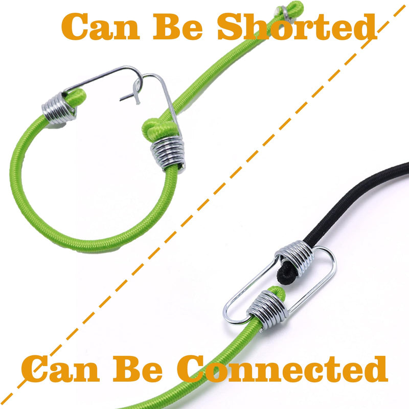 Small Bungee Cords with Hooks 12 Packs, 10" Mini Bungee Cord Hooks Adjustable Bungee Cord for Luggage Roof Rack Hang Outdoor Tent Tarp Bike Car RV Camping Tool Cargo Accessory