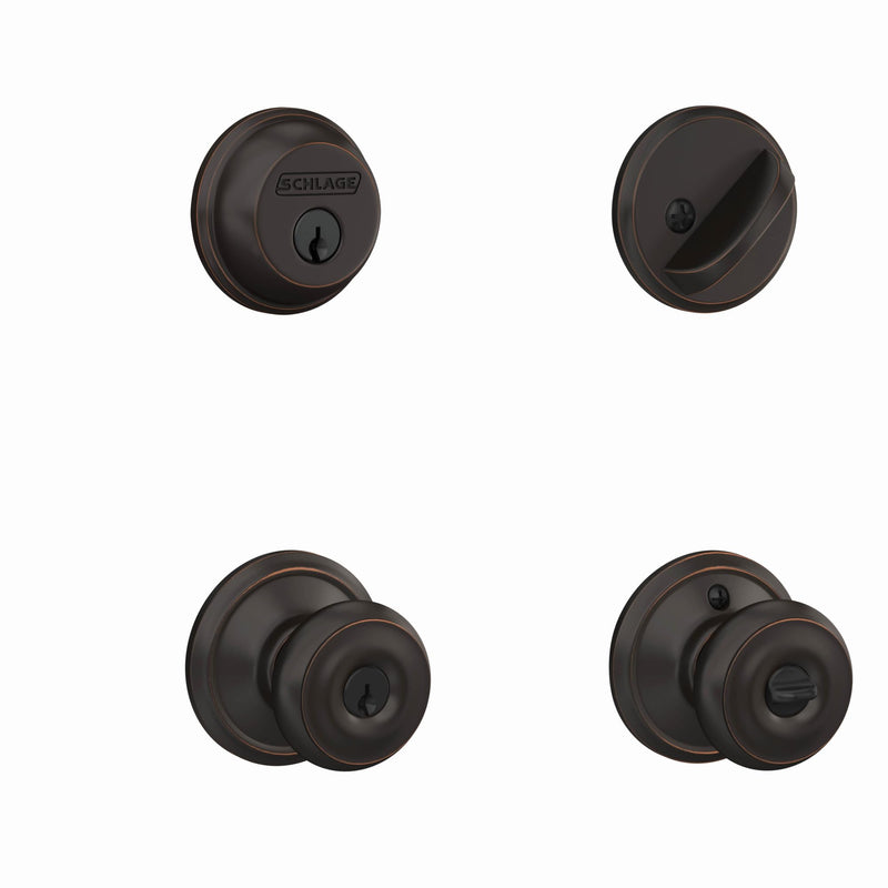 SCHLAGE FB50NVGEO716 Georgian Entry Deadbolt Lock, Aged Bronze Pack of 1