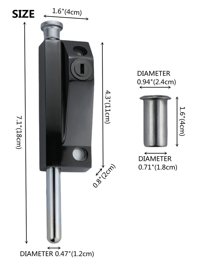Spring Loaded Latch pin Black Heavy Duty Sliding Bolt Marine Grade,Barrel Bolt Thickened Vertical Latch Door Lock Cane Bolts for Gates Garage barn Double Door (Black) - NewNest Australia