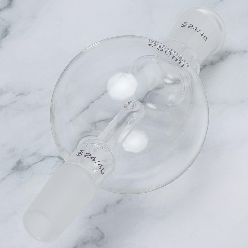 BorinGlass Rotary Evaporator Bump Trap, 24/40 Joint, 250ml Lab Anti-Bumping Bulb for Distillation, Heat & Chemical Resistant 250 ml