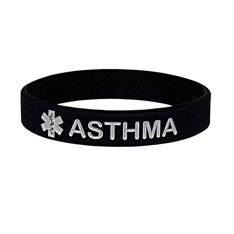 Lyndong 5 Pack Asthma Silicone Medical Alert Emergency Bracelet Wristbands