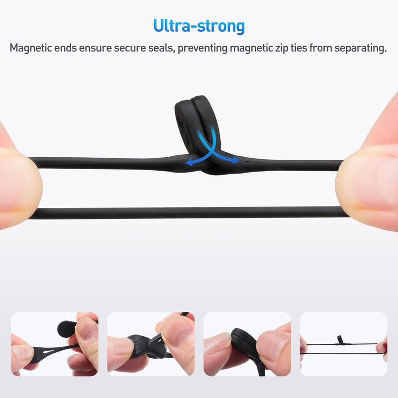 Cable Matters 10-Pack Silicone Magnetic Cable Ties (Magnetic Cord Ties, Magnetic Zip Ties/Cord Organizer) in Black and White - NewNest Australia