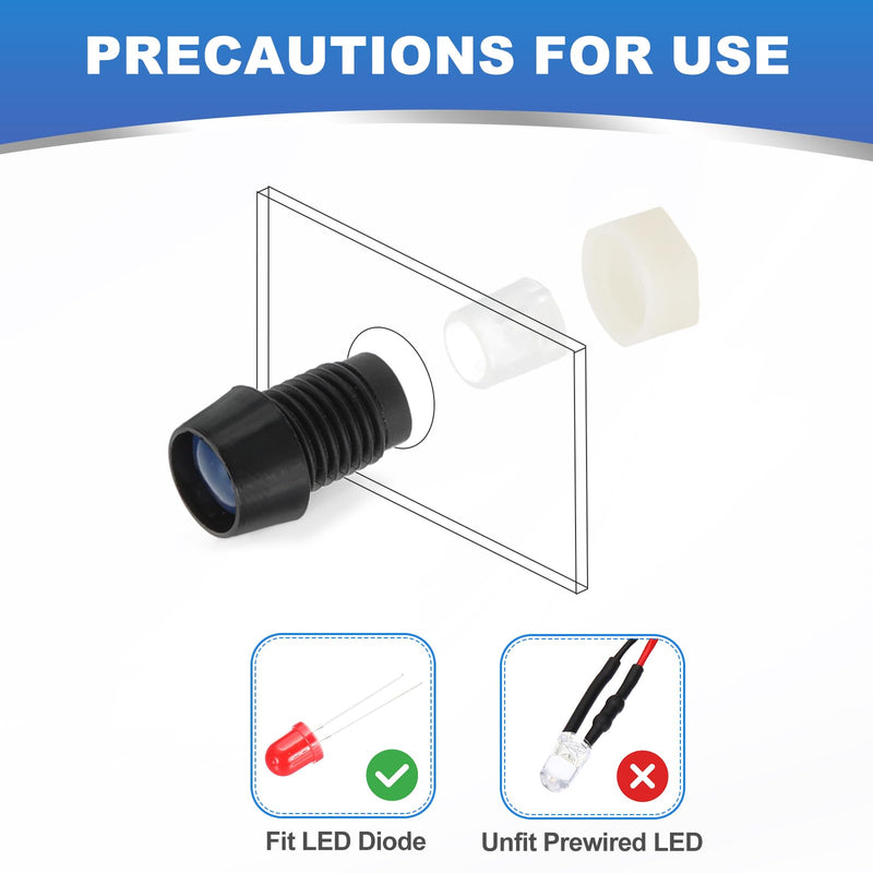 PATIKIL 5mm Emitting Diode Holder, 40 Pcs Plastic LED Holder Clip Mounting Bracket Socket Cap Nuts for Lamp Bulb Bezel Mount Panel LED Display, Black