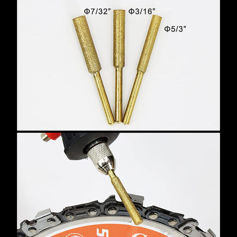 12 Pack Diamond Chainsaw Files, Burr Grinding Stone File, Titanium Plated Sharpening Wheels Chainsaw Sharpener Stone Electric Kit, Polishing Grinding Tool Grinding Bits (5/32 Inch/ 4.0 mm) 5/32 Inch/ 4.0 mm