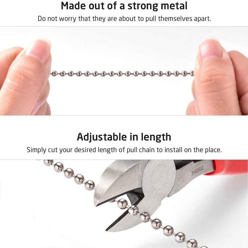 4PCS Ceiling Fan Pull Chain, Fan Pull Chain Extension, Pull Chains for Ceiling Fans and Lights, Light pull chain with 12 inches Ball Beaded Chain, Silver 4PCS-Silver
